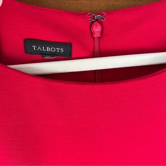 Talbots Round Neck Short Sleeve Ponte Sheath Back Zip Dress, Red, Size 4 - Picture 3 of 13